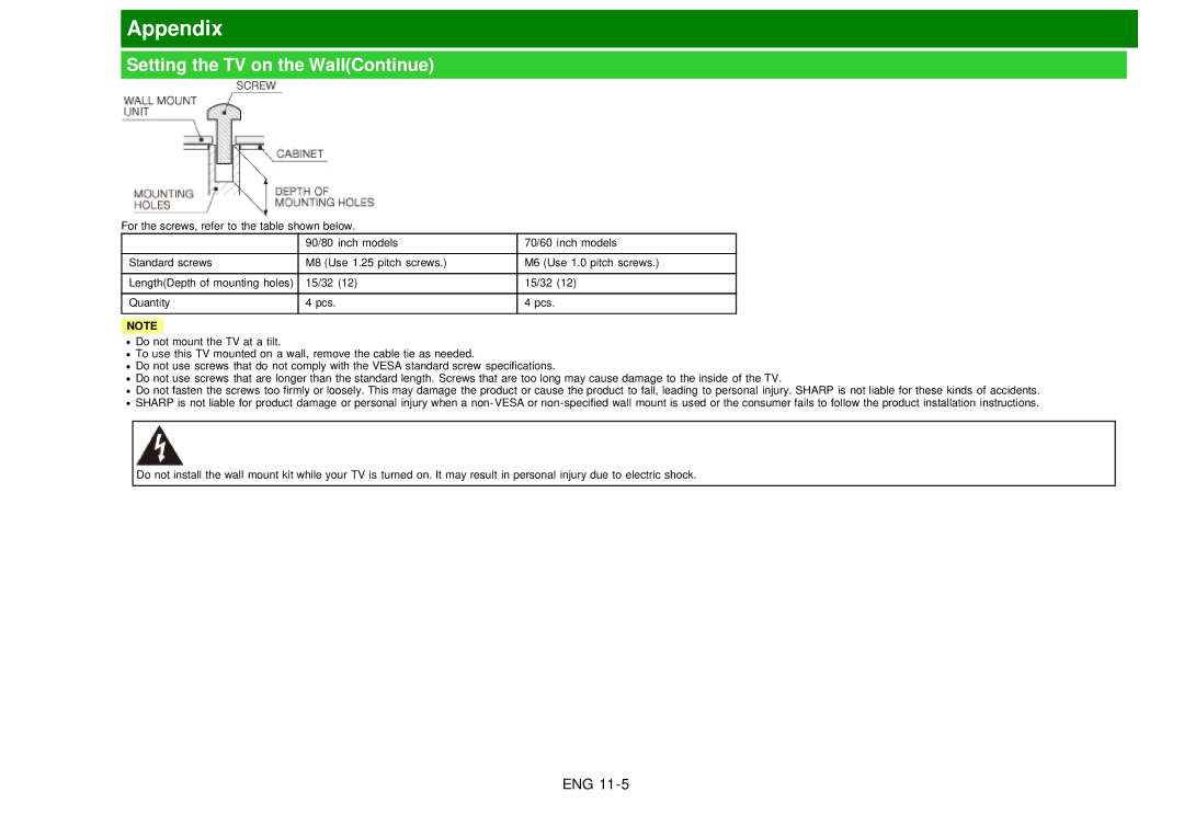 Sharp LC60EQ10U manual Appendix 