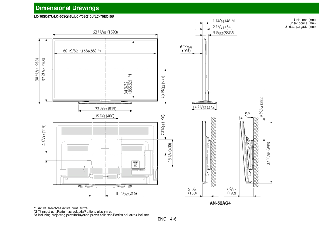 Sharp LC60EQ10U manual LC-70SQ17U/LC-70SQ15U/LC-70SQ10U/LC-70EQ10U 