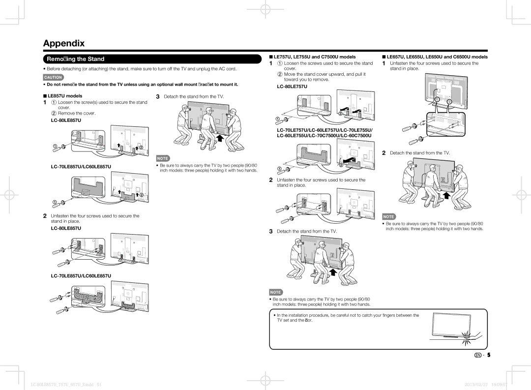 Sharp LC60LE757U, LC70LE650U, LC60LE650U, LC70LE757U, LC60LE857U, LC70LE857U, LC-60LE857U, LC-80LE857U, LC-80LE757U Appendix 