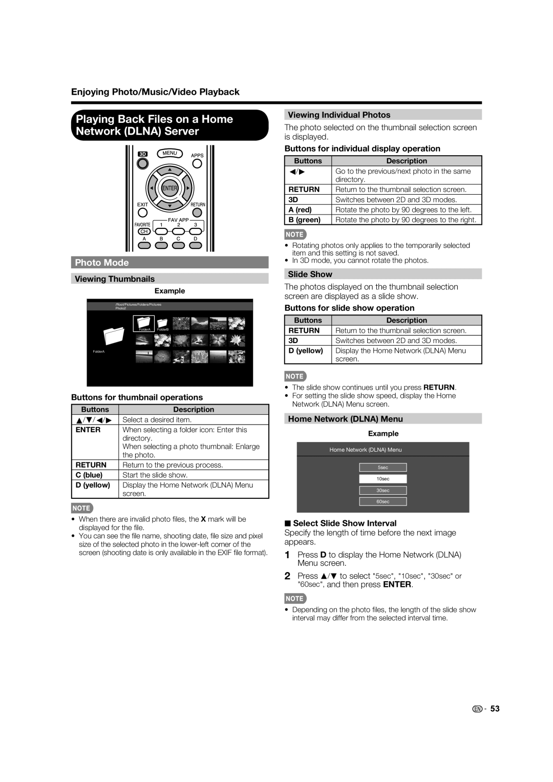 Sharp LC70LE735U Playing Back Files on a Home Network Dlna Server, Home Network Dlna Menu, Buttons Description C/d 