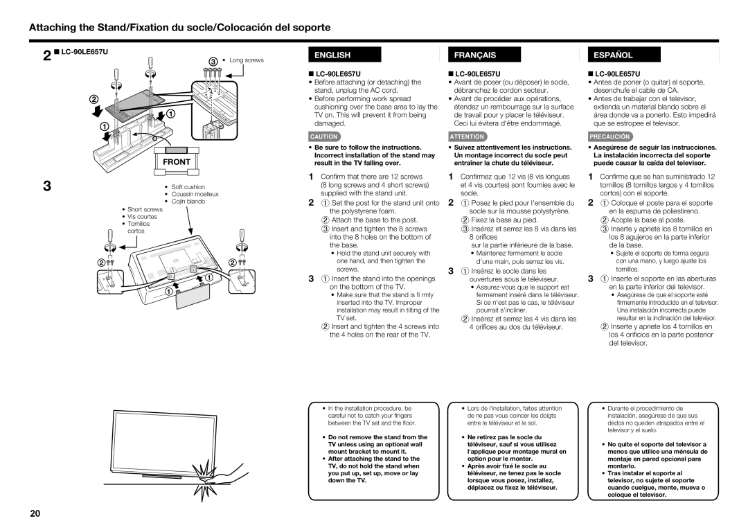 Sharp LC70EQ10U, LC70SQ15U, LC60UQ17U, LC60SQ15U, LC70UQ17U, LC80UQ17U setup guide QQLC‑90LE657U 