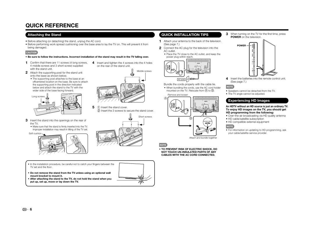 Sharp LC70UD1U, LC-70UD1U operation manual Experiencing HD Images, Be sure 