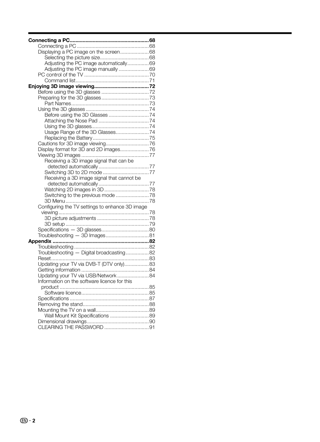 Sharp LC70UD1X operation manual Connecting a PC, Enjoying 3D image viewing, Appendix 