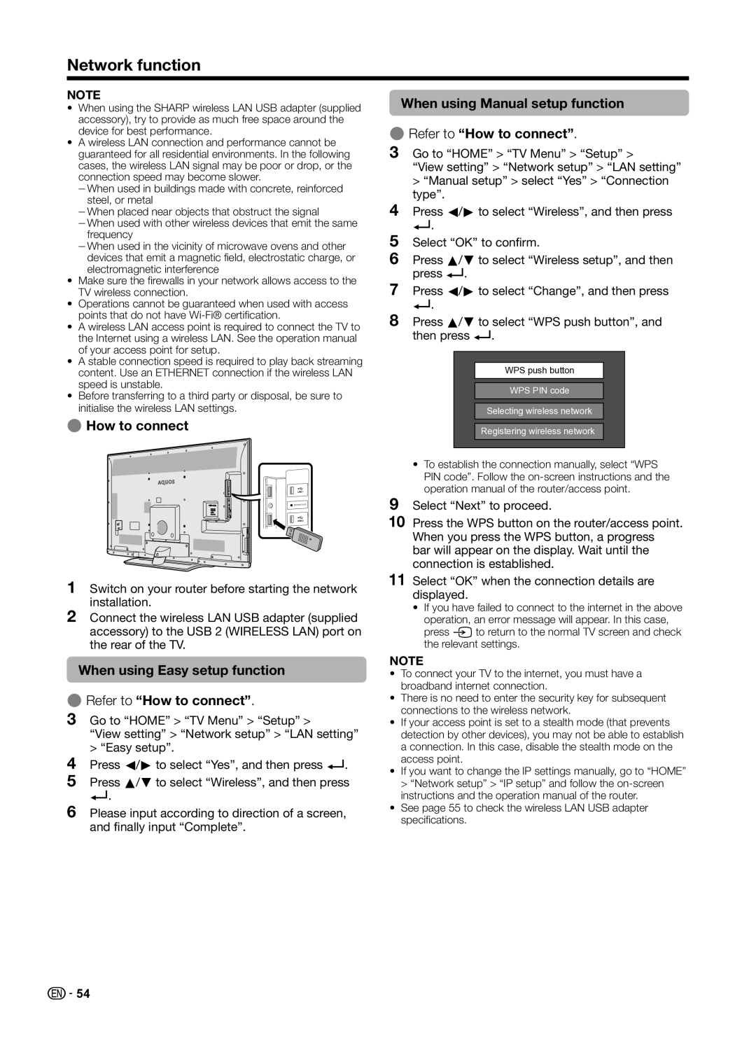 Sharp LC70UD1X operation manual When using Easy setup function ERefer to How to connect 