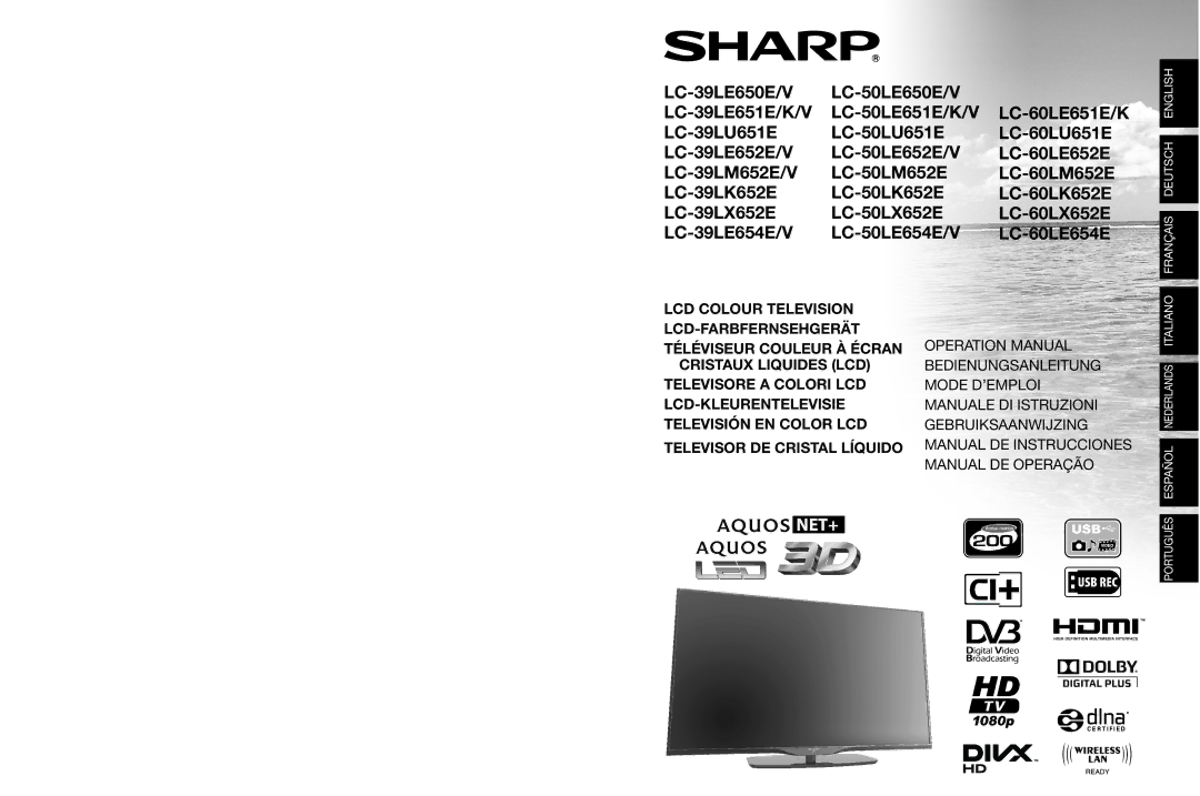 Sharp LCD COLOUR TELEVISION operation manual Net+ 