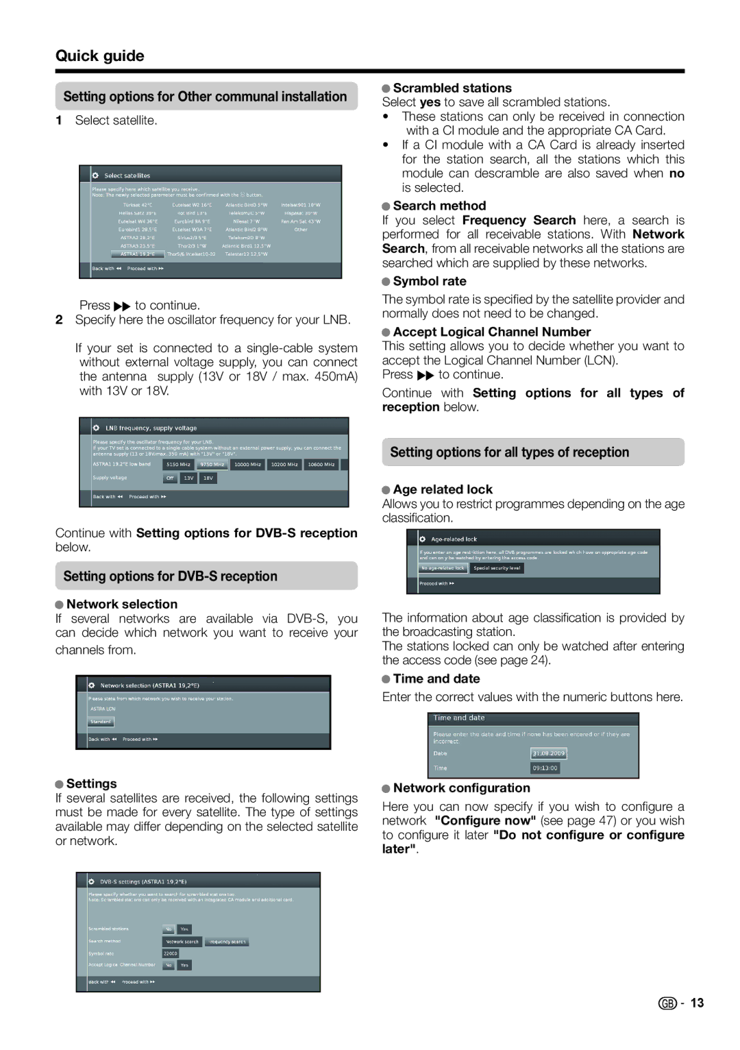 Sharp LCD COLOUR TELEVISION operation manual Setting options for all types of reception 