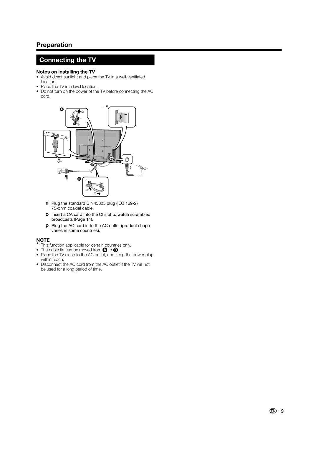 Sharp LED TV operation manual Connecting the TV 