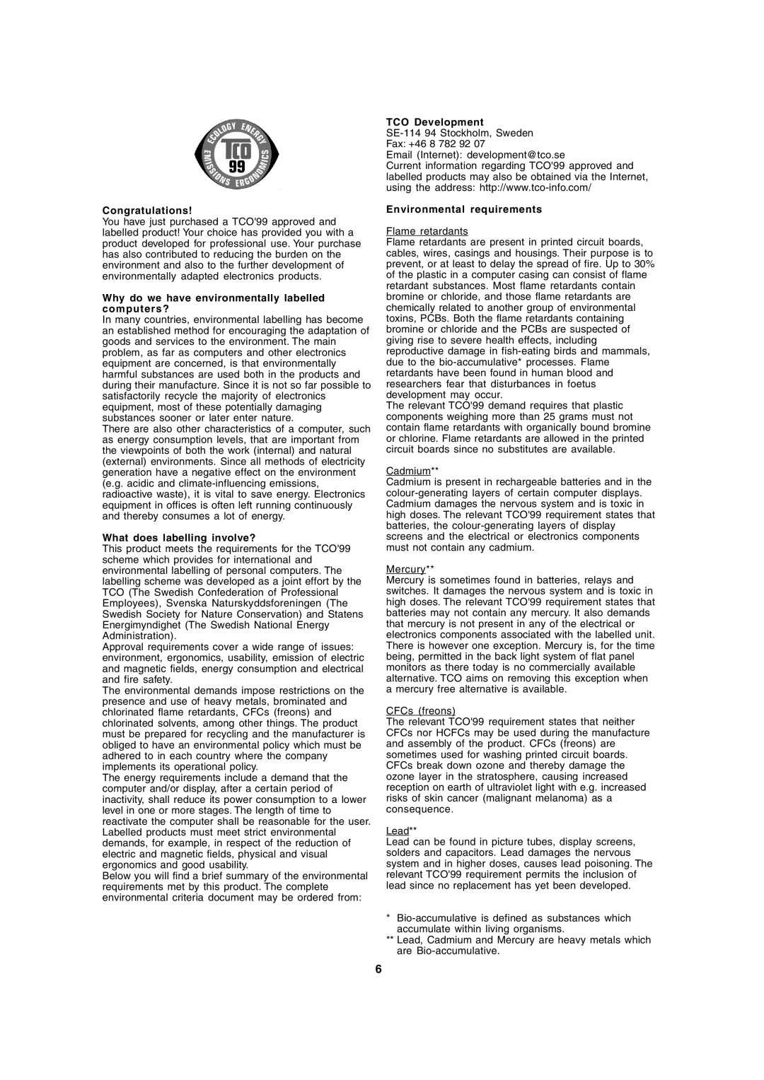 Sharp LL-171G, LL-171A operation manual TCO Development 