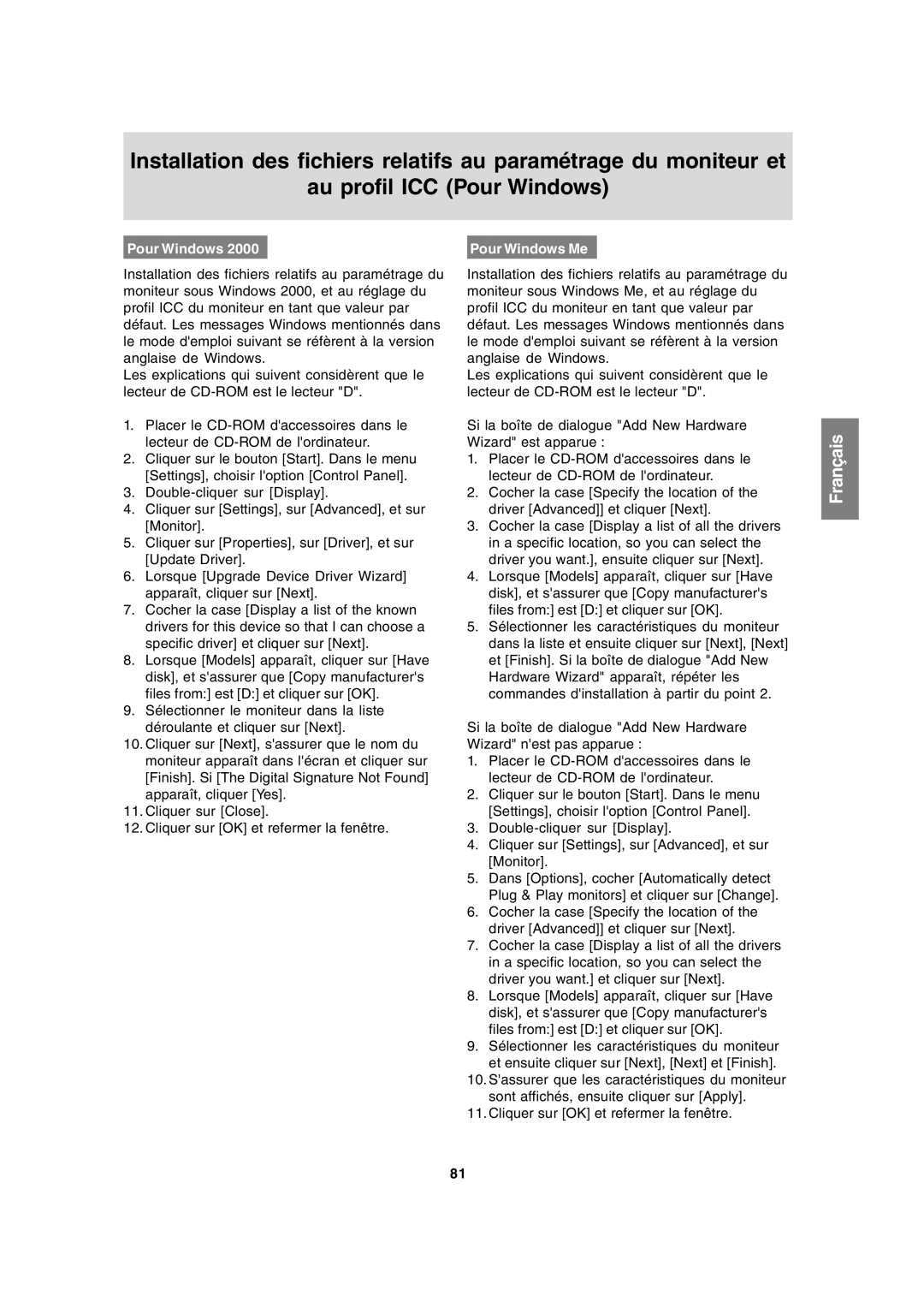 Sharp LL-171A LL-171G operation manual Pour Windows Me 