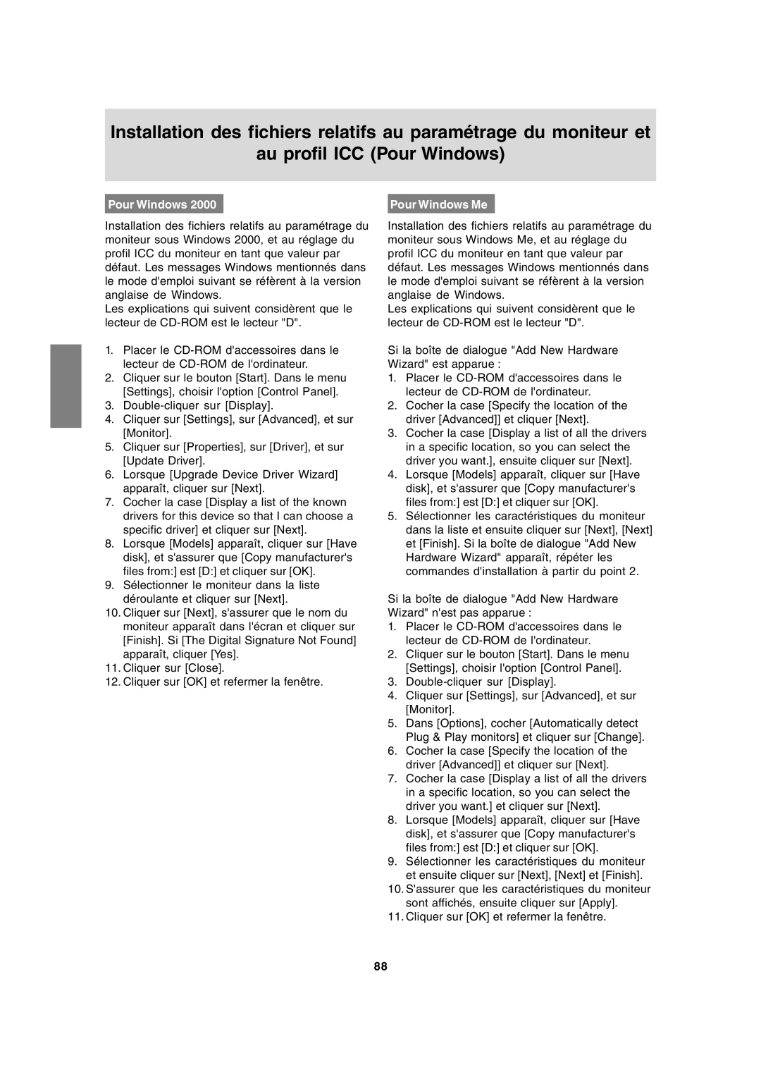 Sharp LL-172G, LL-172A operation manual Pour Windows Me 