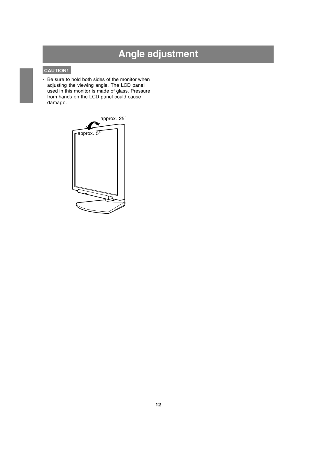 Sharp LL-191A operation manual Angle adjustment 