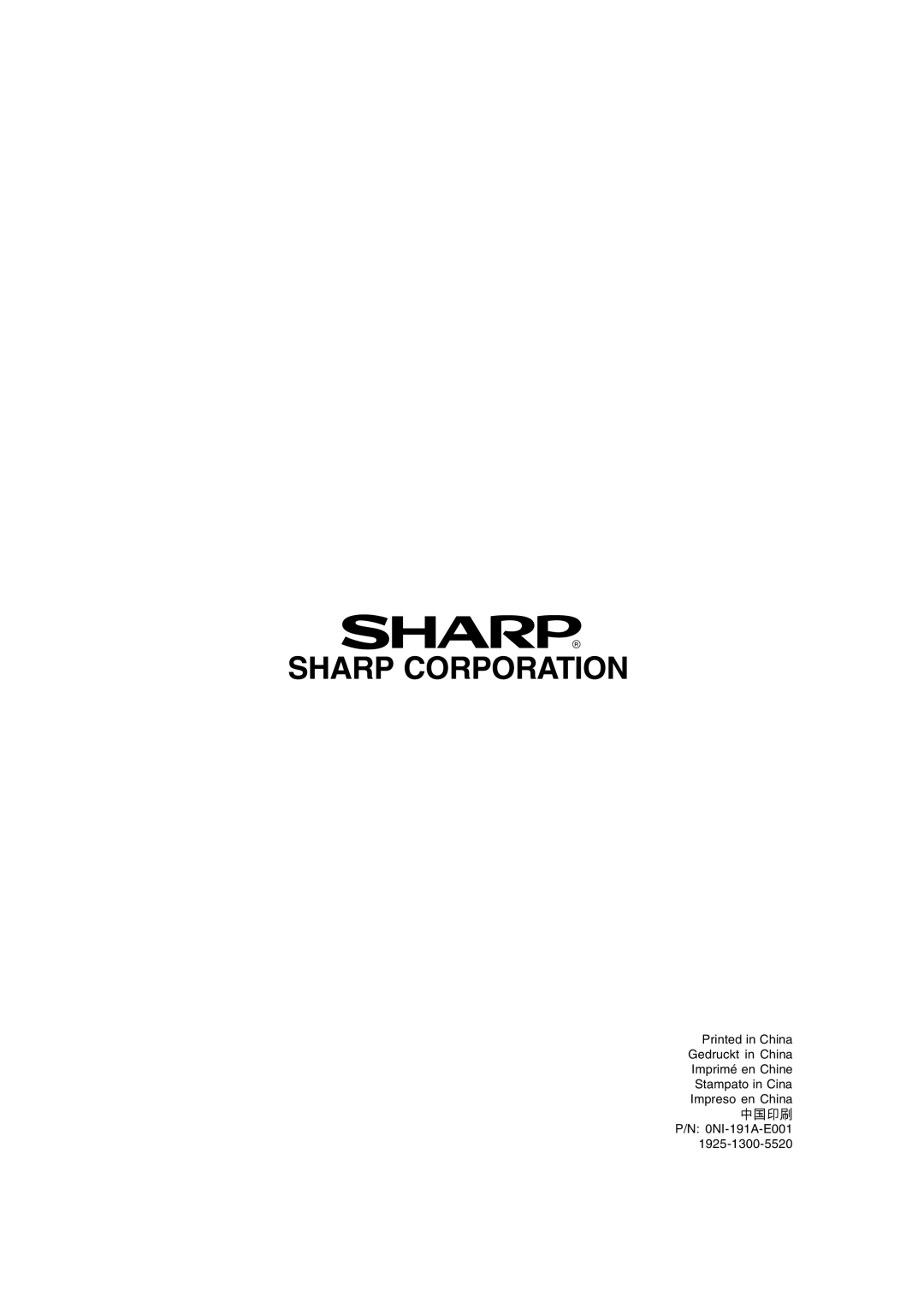 Sharp LL-191A operation manual Sharp Corporation 