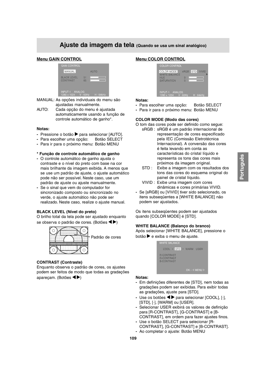 Sharp LL-H1813 operation manual Menu Gain Control 