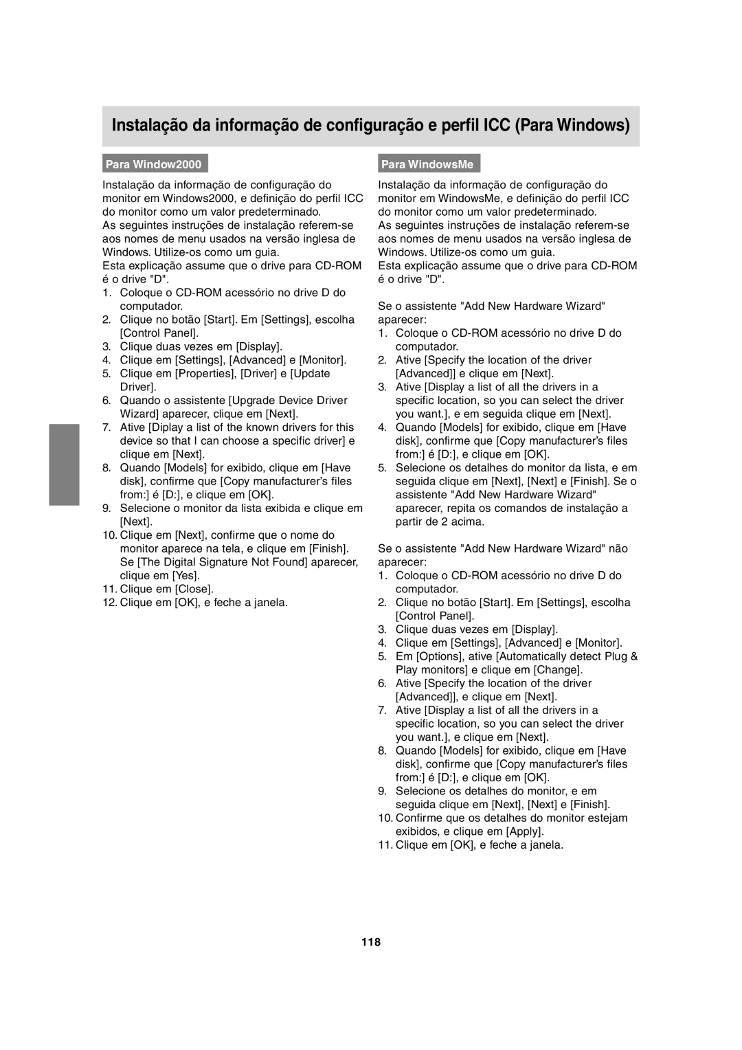 Sharp LL-H1813 operation manual Para Window2000, Para WindowsMe, 118 