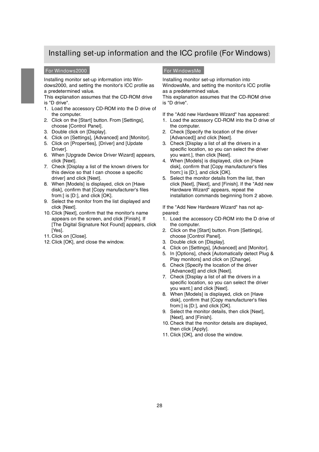 Sharp LL-H1813 operation manual For Windows2000, For WindowsMe 