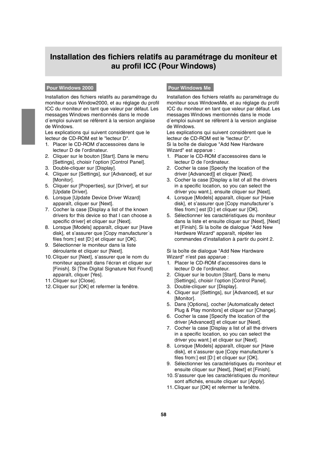 Sharp LL-H1813 operation manual Pour Windows Me 