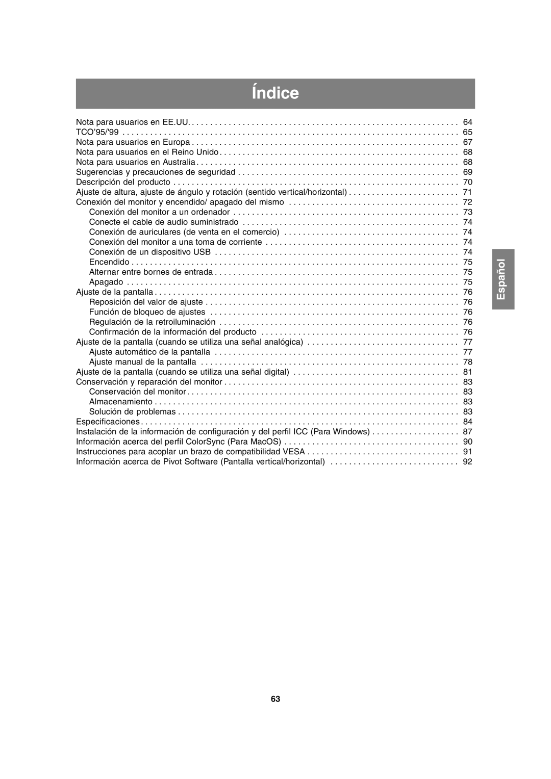 Sharp LL-H1813 operation manual Índice 