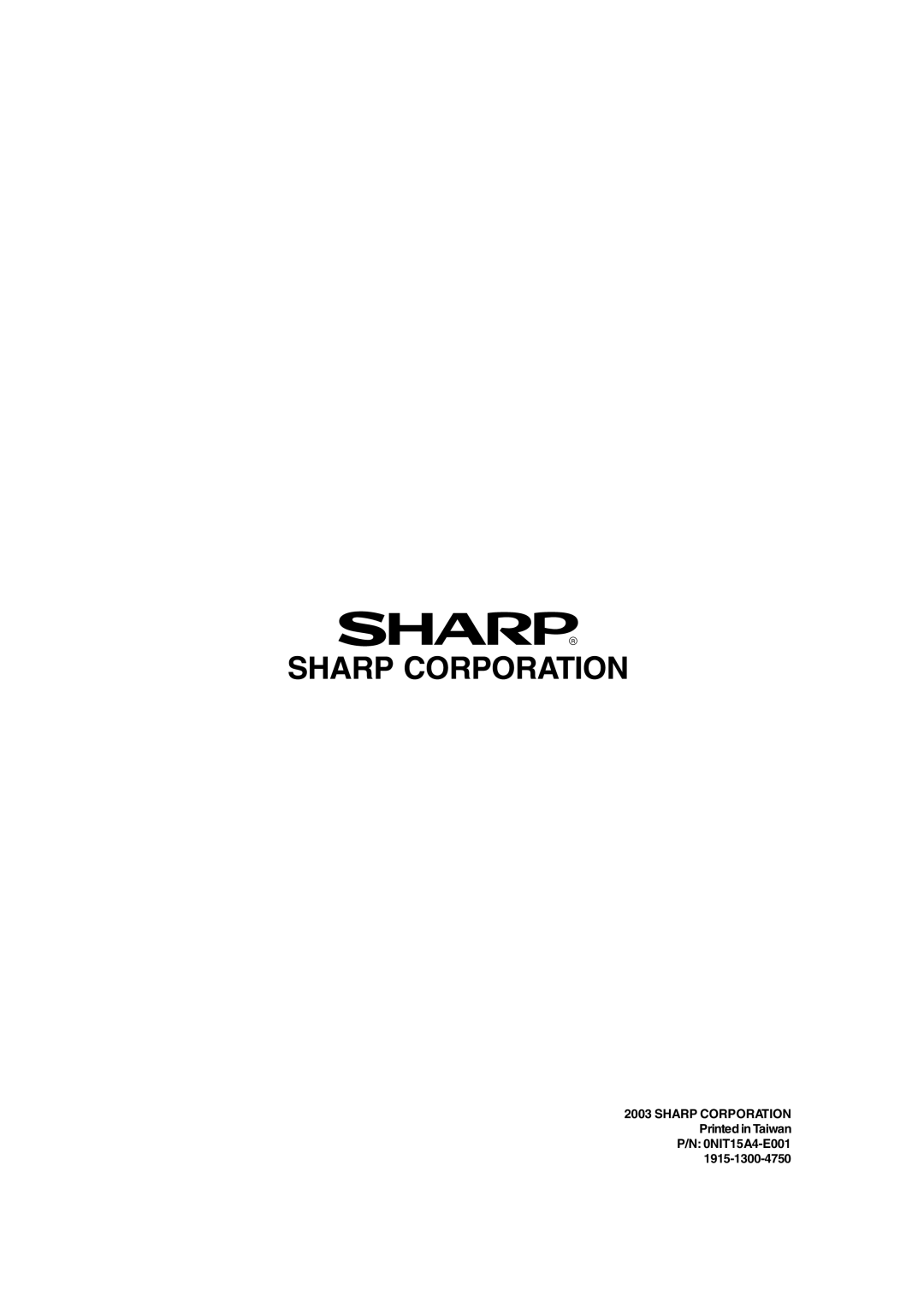 Sharp LL-T15A4 operation manual Sharp Corporation 