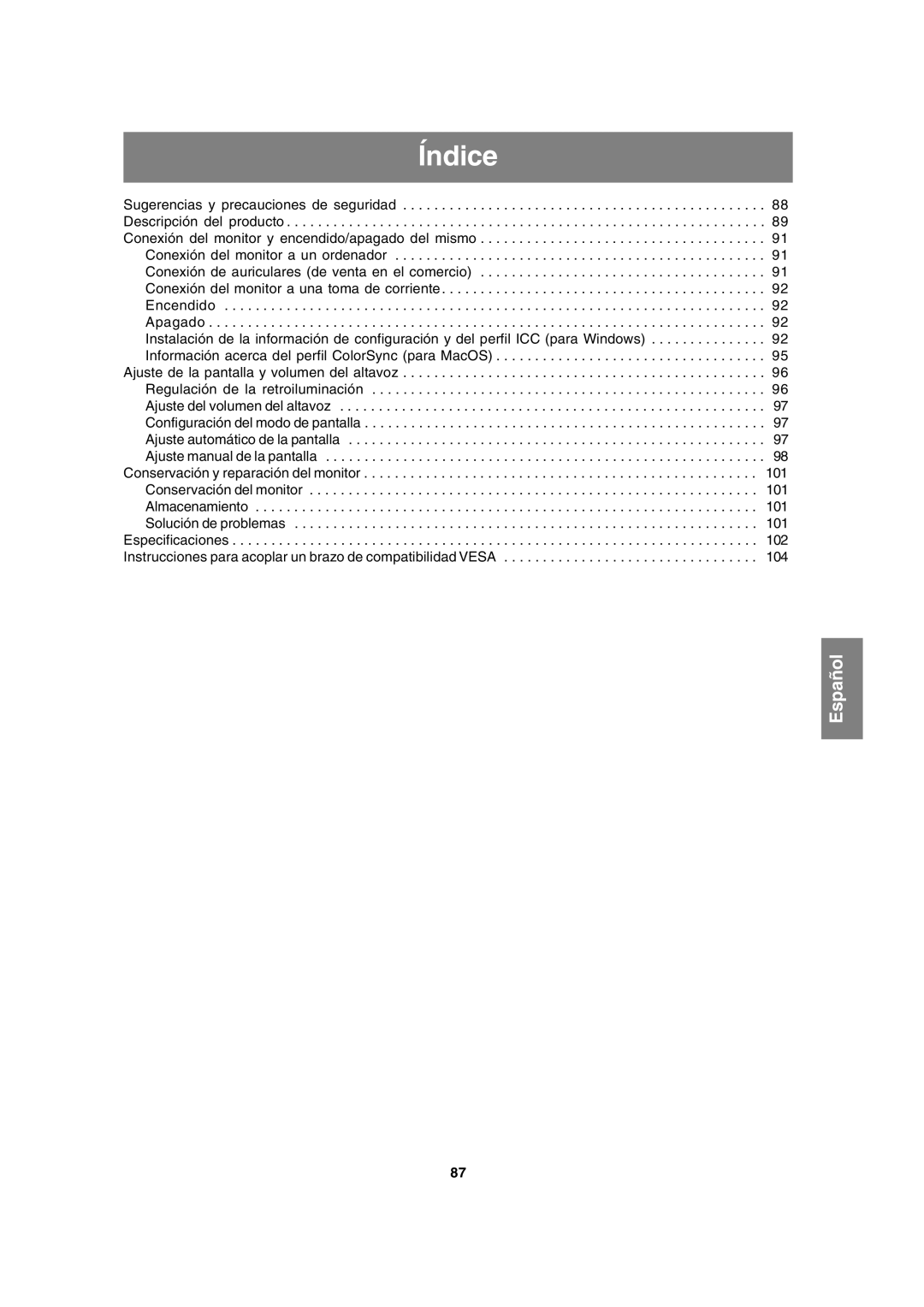 Sharp LL-T15A4 operation manual Índice 