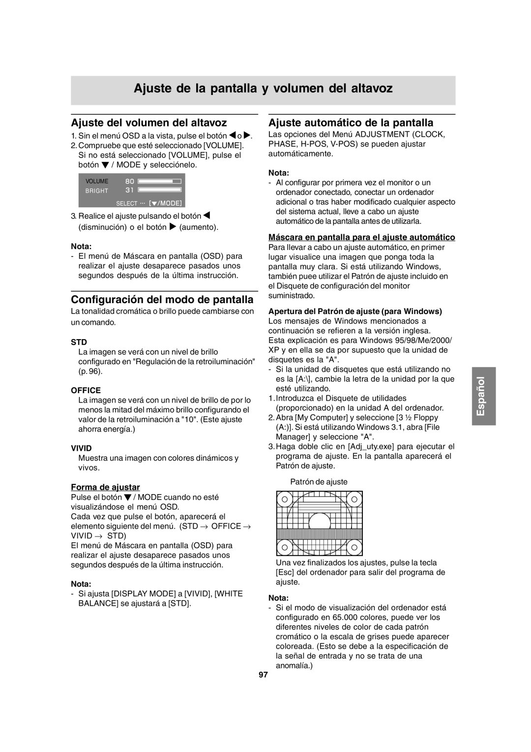 Sharp LL-T15A4 operation manual Ajuste de la pantalla y volumen del altavoz, Ajuste del volumen del altavoz 