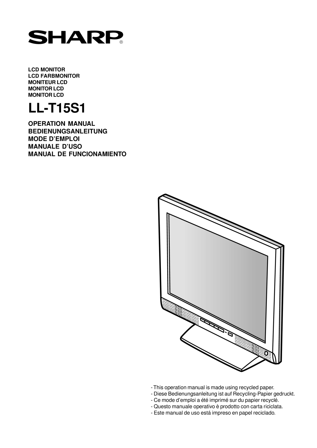 Sharp LL-T15S1 operation manual 