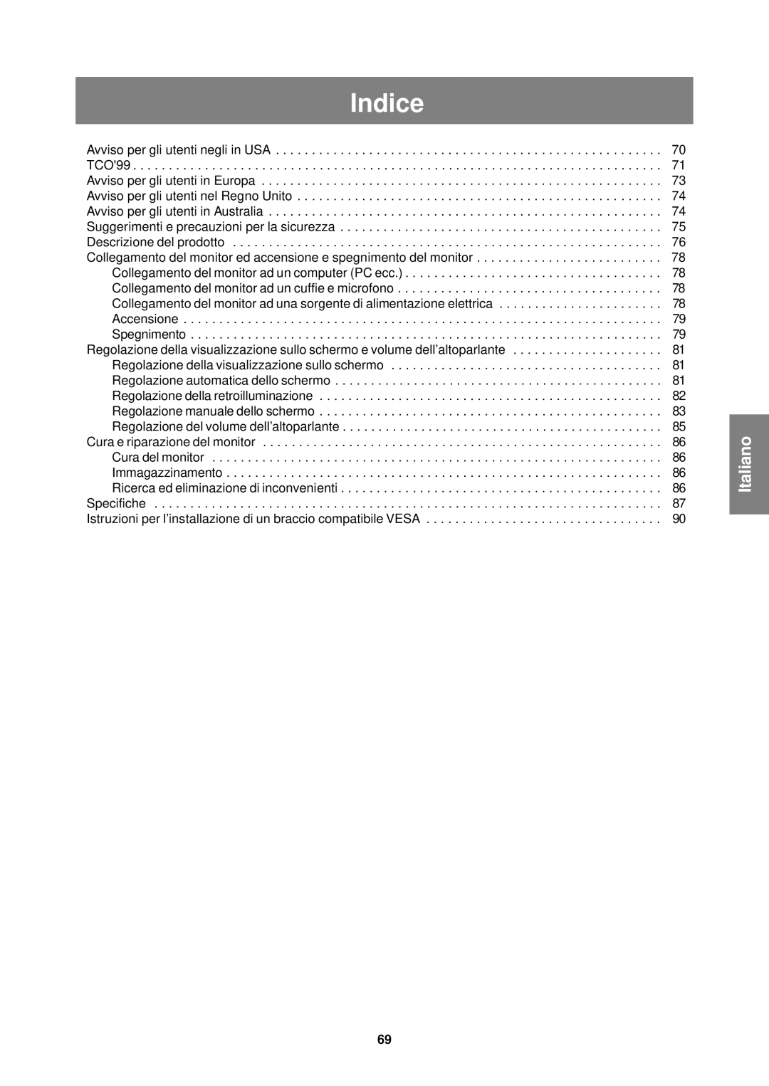 Sharp LL-T15S1 operation manual Indice 