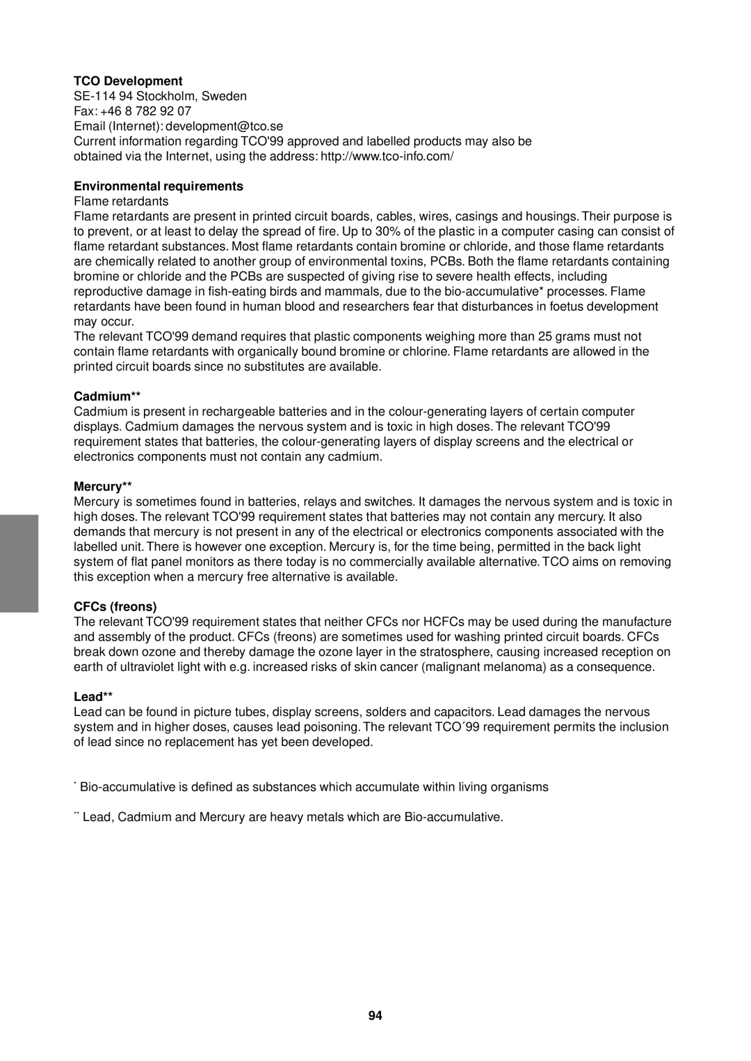 Sharp LL-T15S1 operation manual TCO Development 