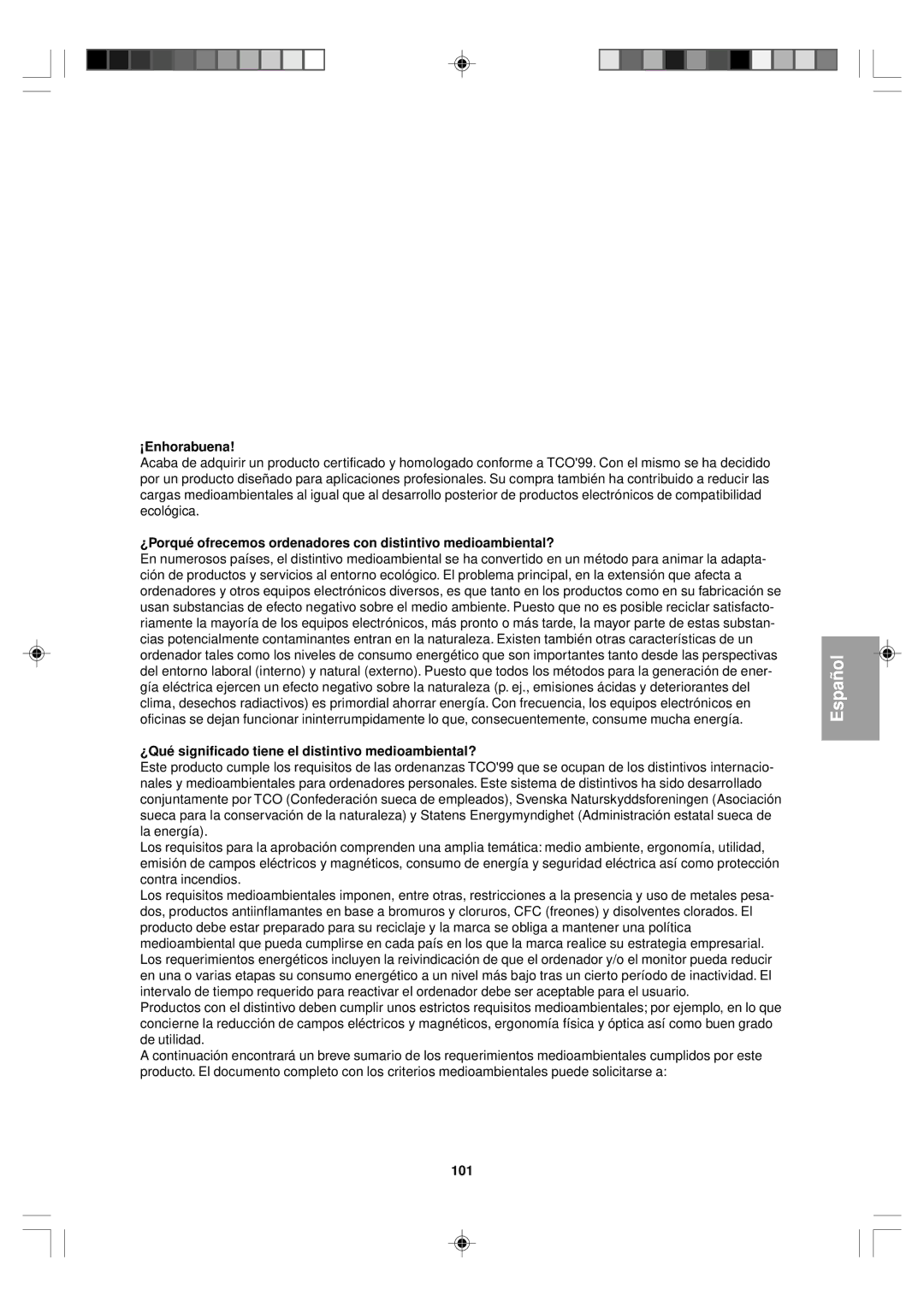 Sharp LL-T15V1 operation manual ¡Enhorabuena, ¿Qué significado tiene el distintivo medioambiental?, 101 