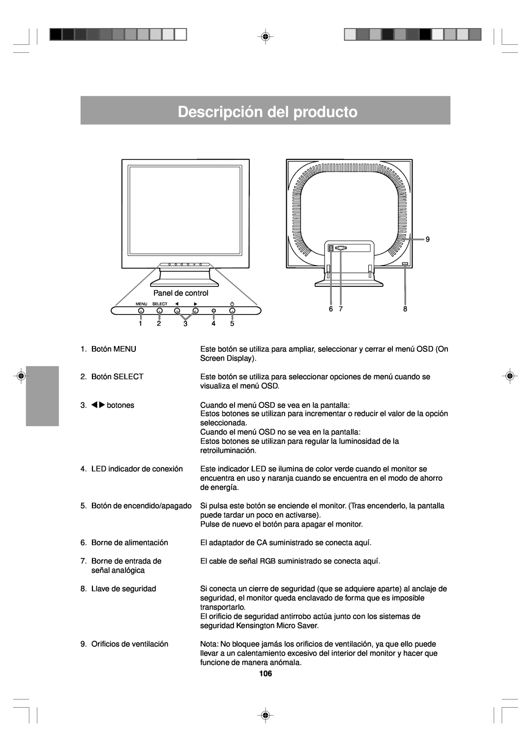 Sharp LL-T15V1 operation manual Descripción del producto 