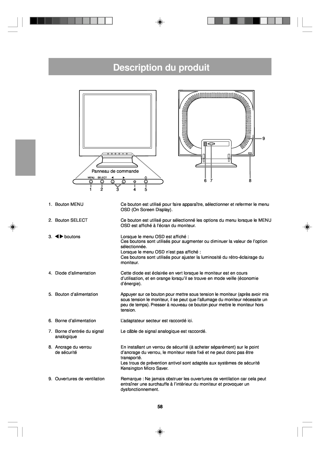 Sharp LL-T15V1 operation manual Description du produit 