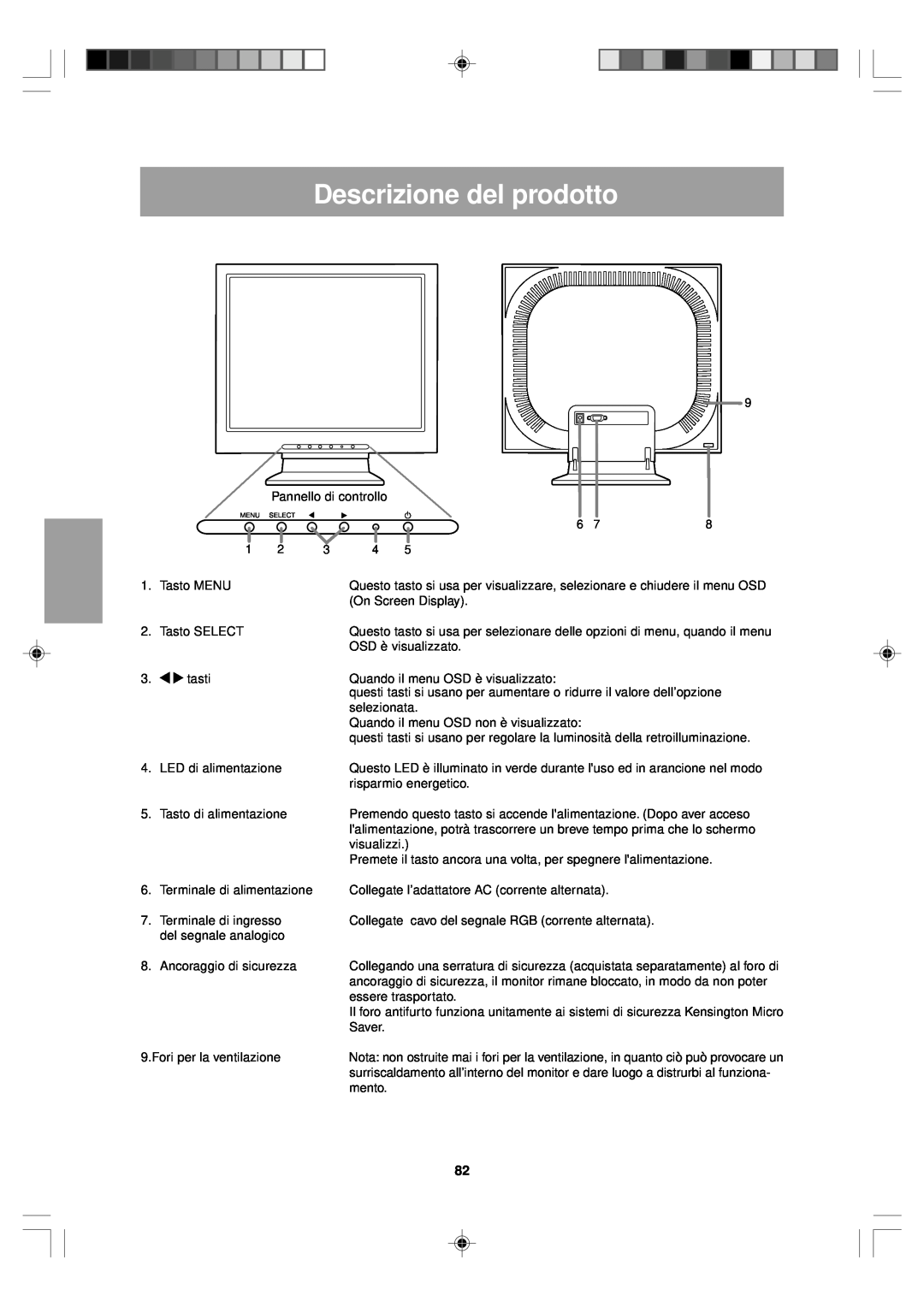 Sharp LL-T15V1 operation manual Descrizione del prodotto 
