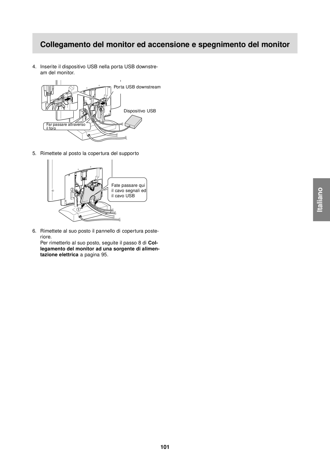 Sharp LL-T1610W operation manual 101, Rimettete al posto la copertura del supporto 