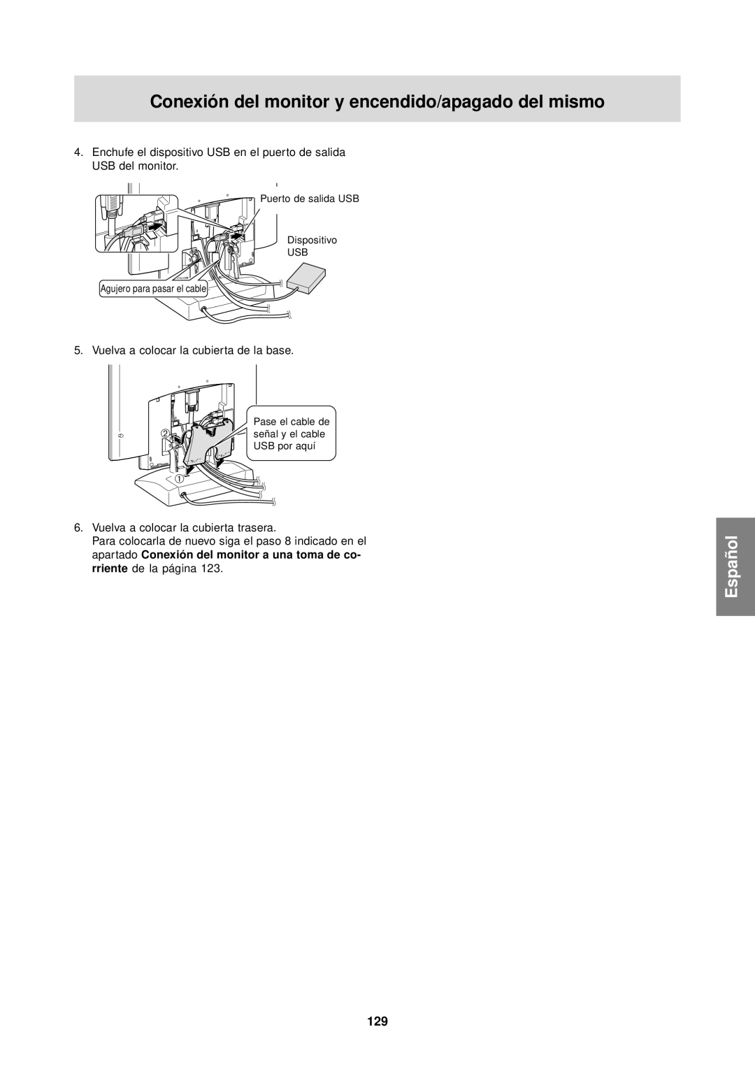 Sharp LL-T1610W operation manual 129, Vuelva a colocar la cubierta de la base 