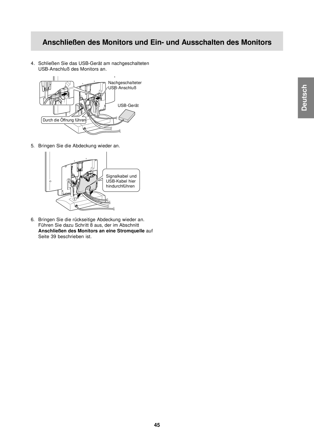 Sharp LL-T1610W operation manual Bringen Sie die Abdeckung wieder an 