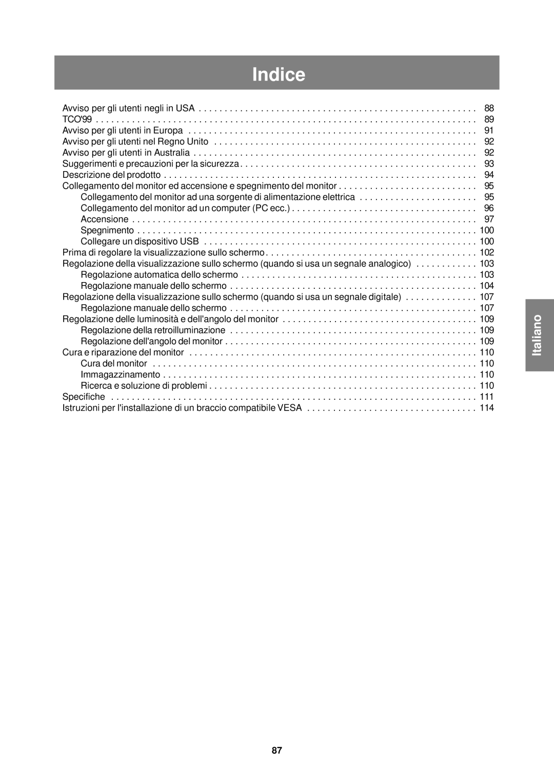 Sharp LL-T1610W operation manual Indice 