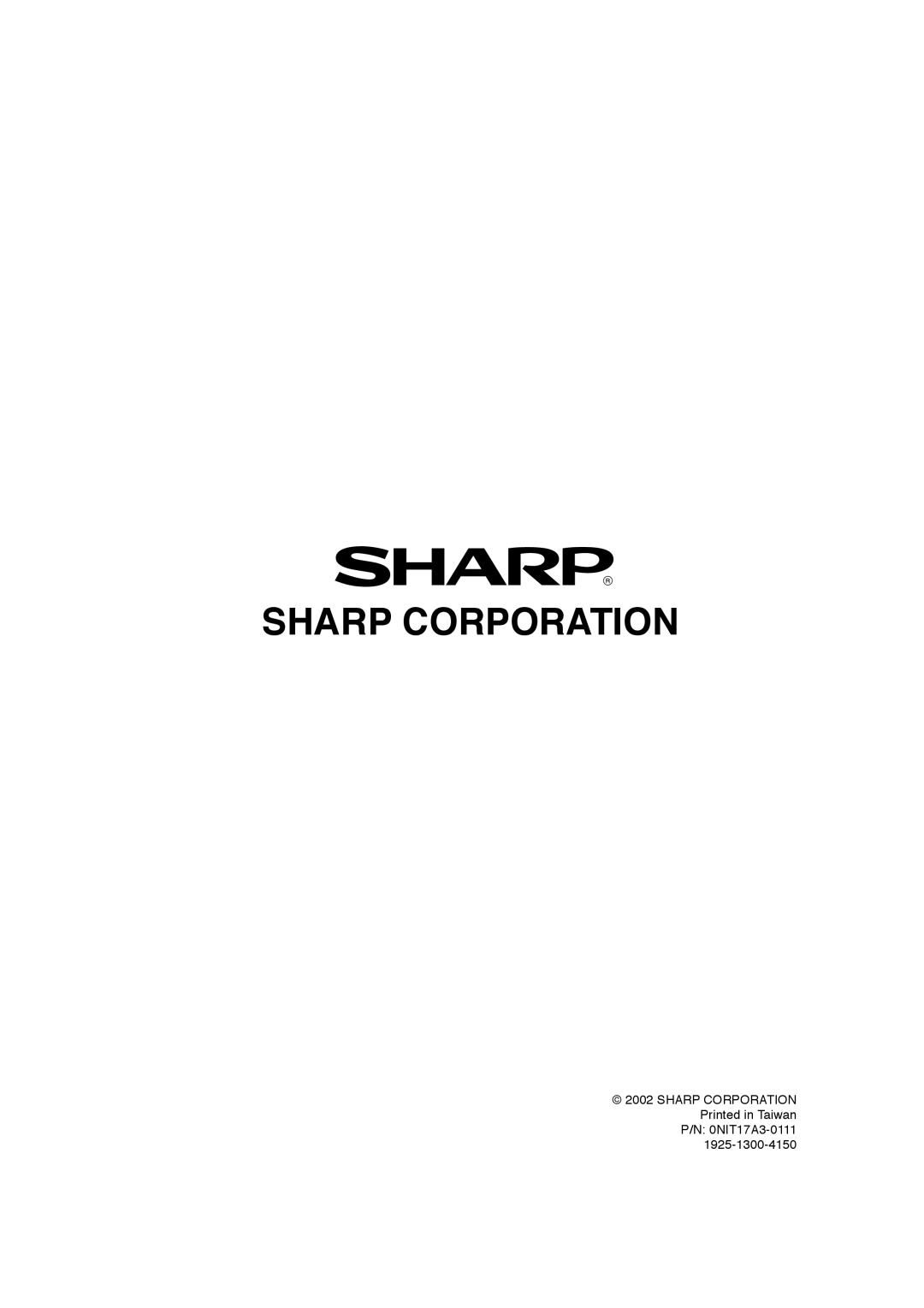 Sharp LL-T17A3 operation manual Sharp Corporation 