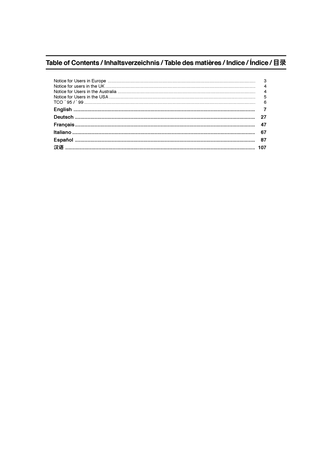 Sharp LL-T17A3 operation manual English Deutsch Français Italiano Español 107 