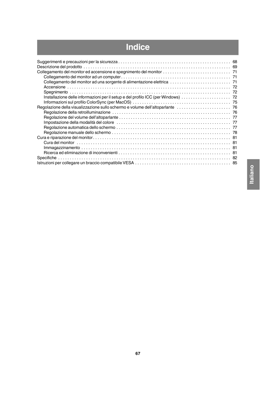 Sharp LL-T17A3 operation manual Indice 