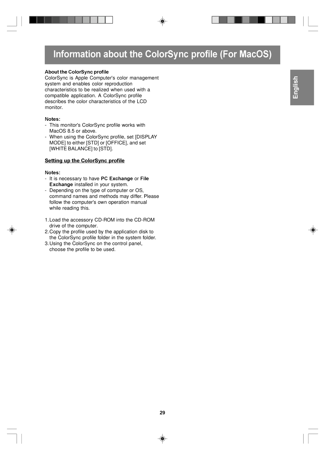 Sharp LL-T17D4, LL-T17A4 operation manual Setting up the ColorSync profile, About the ColorSync profile 