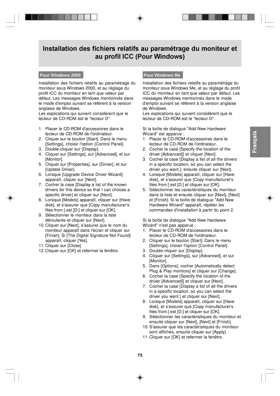 Sharp LL-T17D4, LL-T17A4 operation manual Pour Windows Me 