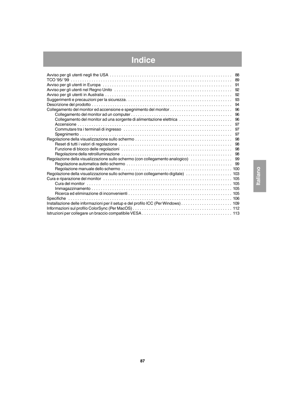 Sharp LL-T1803-H operation manual Indice 