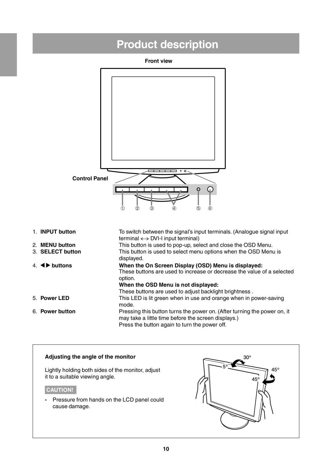 Sharp LL-T1811W operation manual Product description 