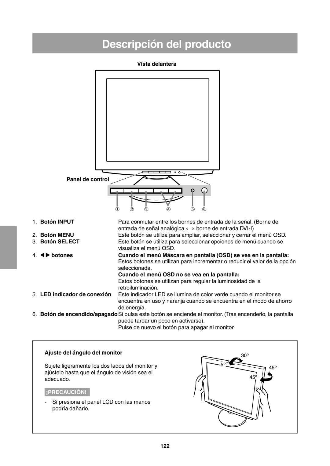 Sharp LL-T1811W operation manual Descripción del producto 