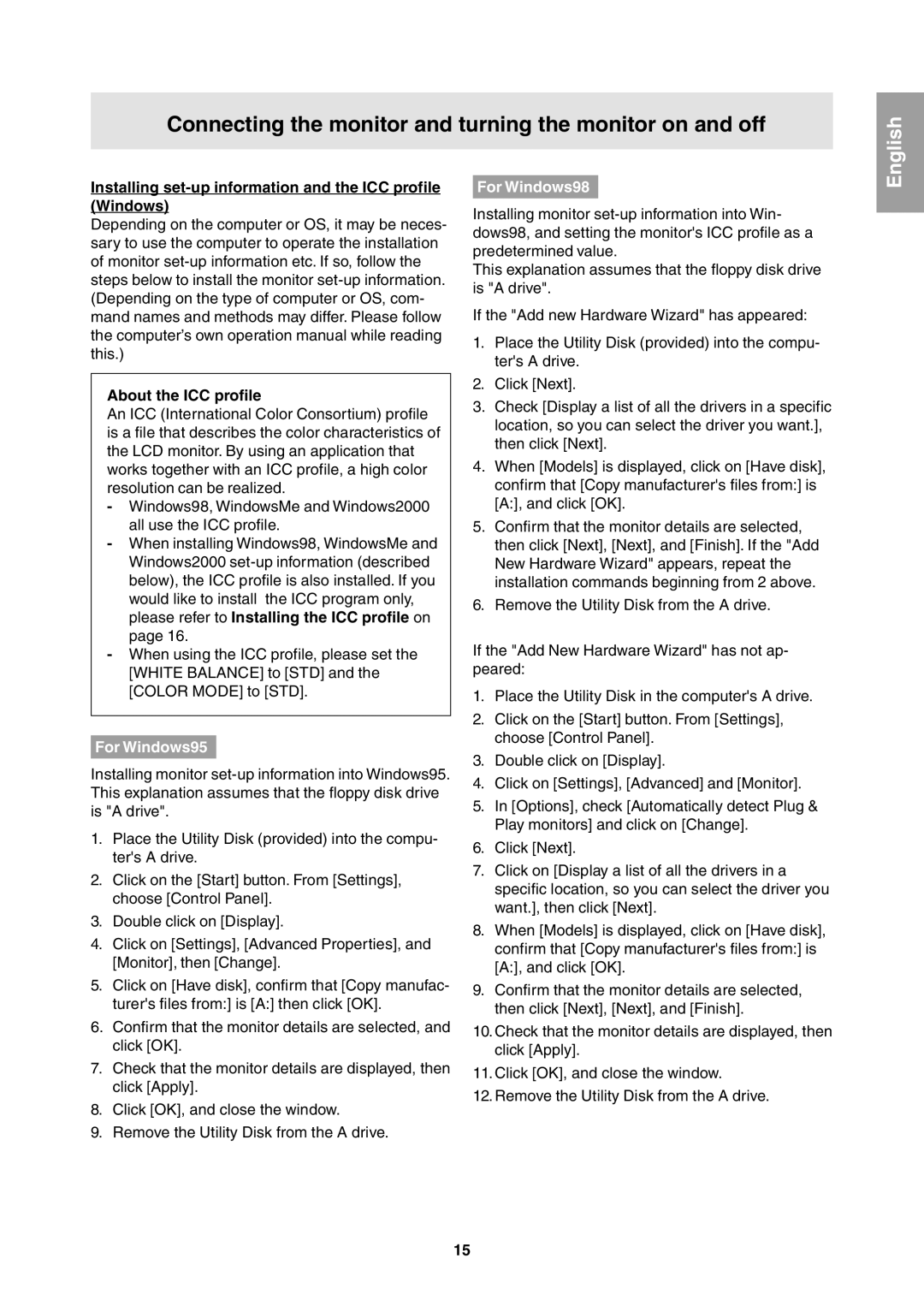 Sharp LL-T1811W operation manual For Windows95 