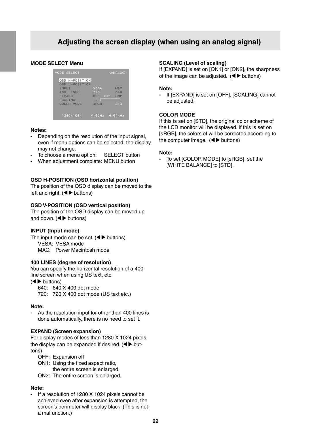 Sharp LL-T1811W operation manual Color Mode 