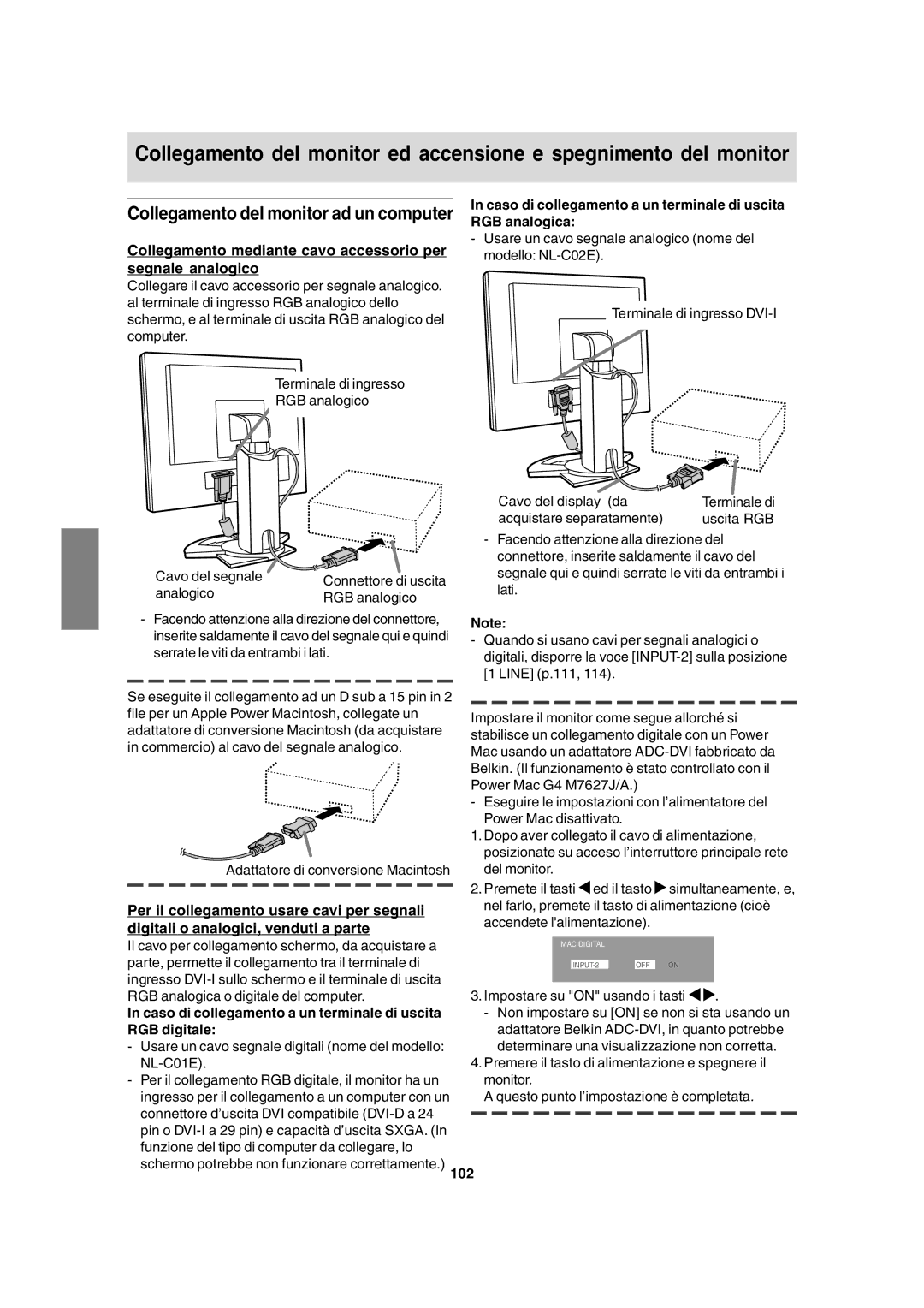 Sharp LL-T1815 Collegamento mediante cavo accessorio per segnale analogico, Per il collegamento usare cavi per segnali 