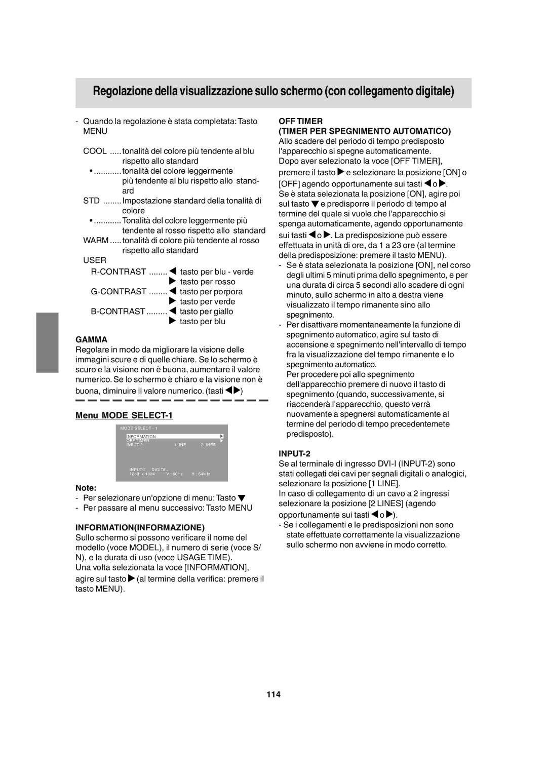 Sharp LL-T1815 operation manual Tasto per rosso, 114 