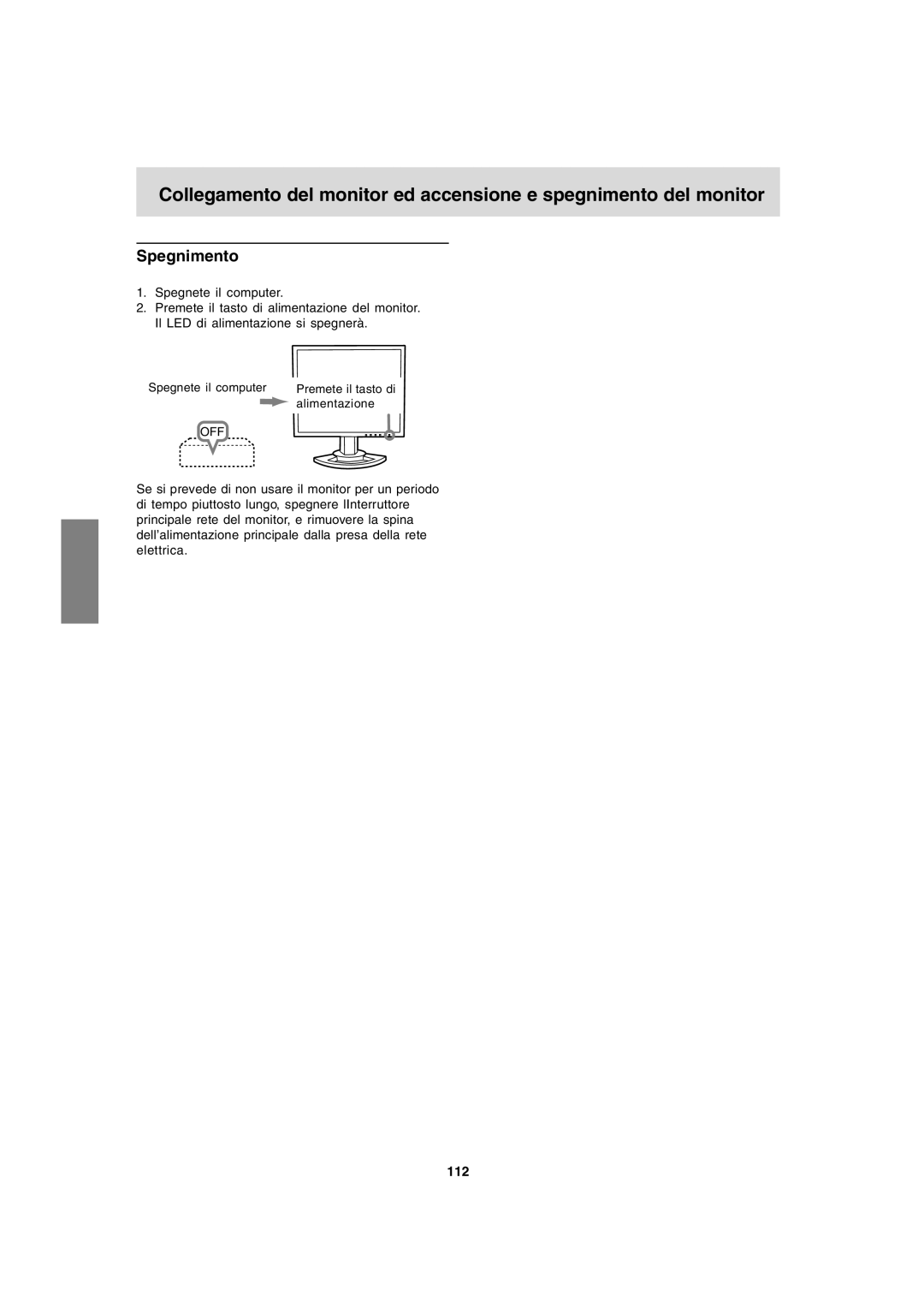 Sharp LL-T1820-B operation manual Spegnimento, 112 