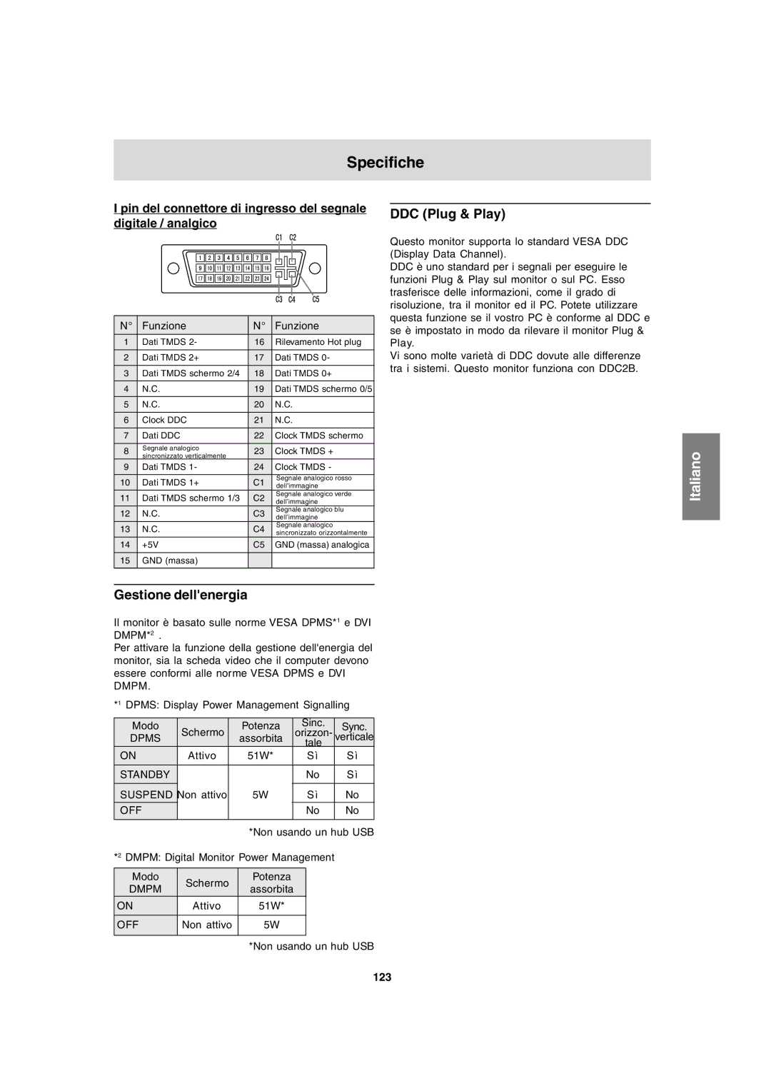 Sharp LL-T1820-B operation manual Gestione dellenergia, 123 