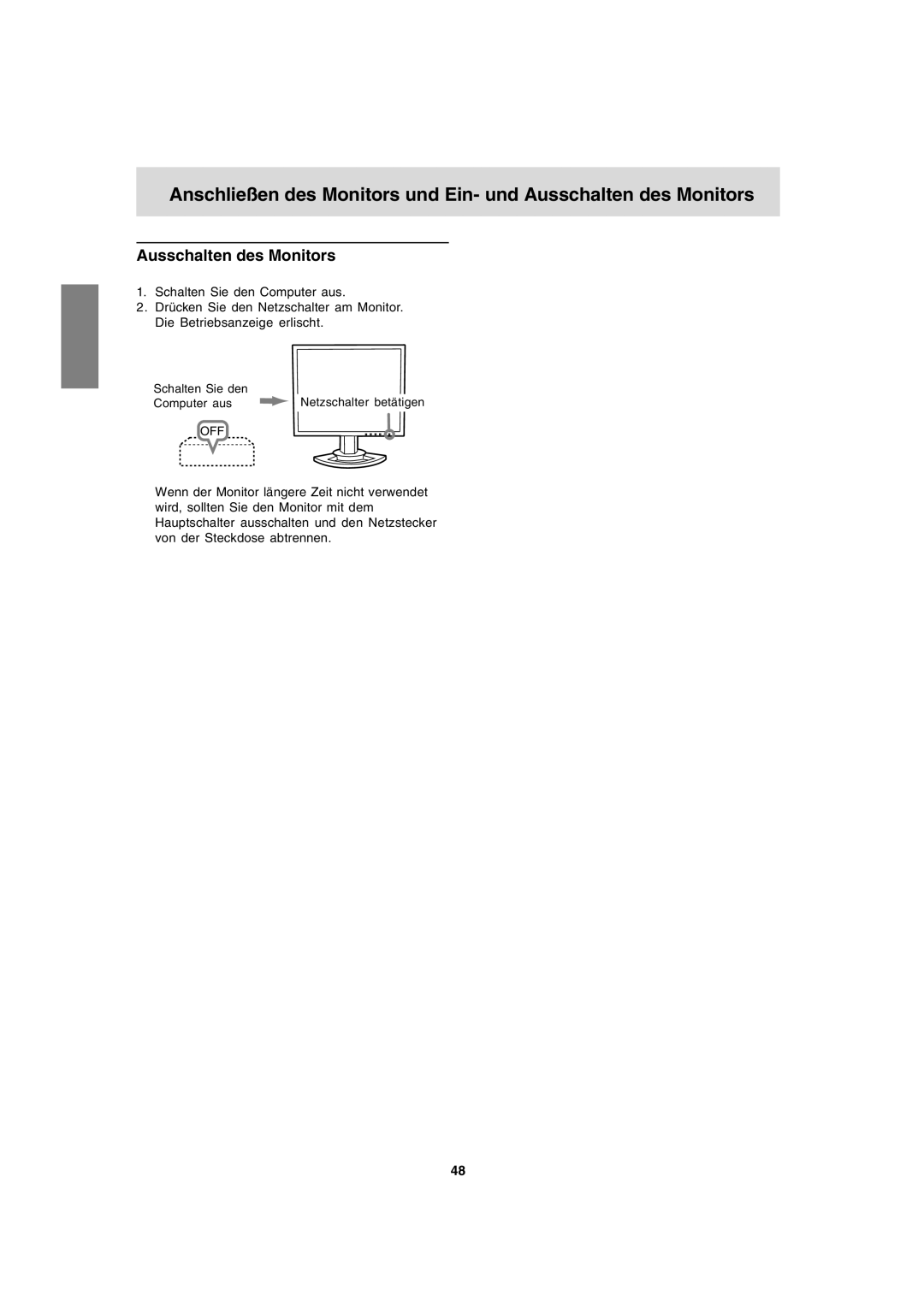 Sharp LL-T1820-B operation manual Ausschalten des Monitors 